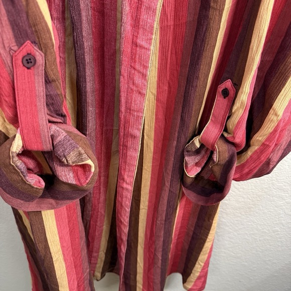 Torrid Kimono Shirt Duster Jacket 3X Striped Open Front Artsy Indie Boho Granola - Picture 3 of 8